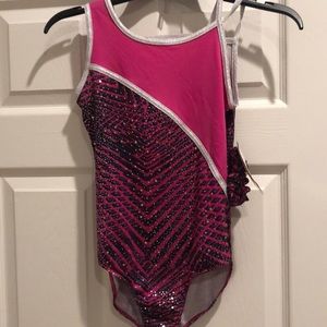 Pink Patterned Girls Gymnastics Leotard